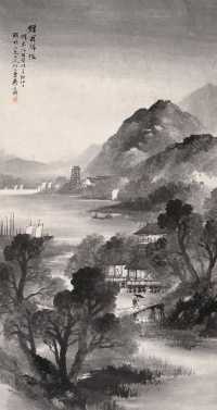 吴石僊 辛卯（1891）年作 烟雨归帆 立轴